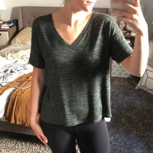 Heather green v neck
